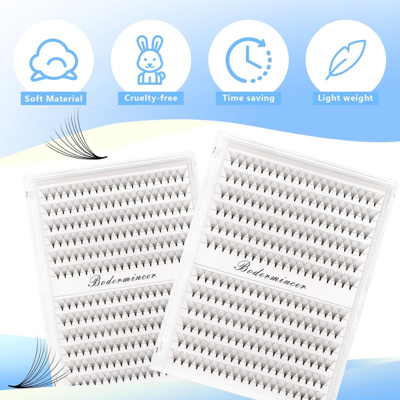 Dedila Short Stem Nature Long 10D Premade Fans Dramatic Volume Eye Lashes Extensions Thickness 0.07mm D Curl Soft and Light Weight Individual False Eyelashes Cluster (13MM) - Image 4